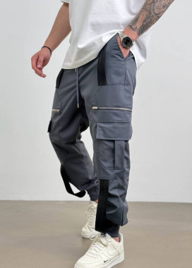Джогери карго сірі на манжетах і лампасами MFStore Изображение Джогери карго сірі на манжетах і лампасами MFStore