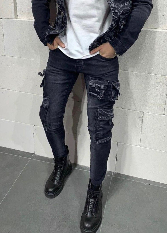 Мужские джинсы скинни с накладными карманами Изображение Мужские джинсы скинни с накладными карманами