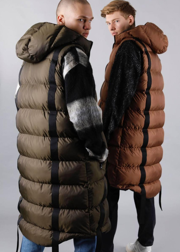 Безрукавка с капюшоном удлиненная хаки MFStore Изображение Безрукавка с капюшоном удлиненная хаки MFStore