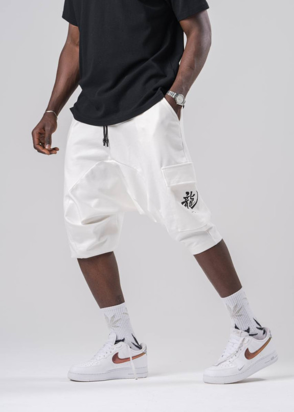 Шорти оверсайз галіфе білі з принтом MFStore Изображение Шорти оверсайз галіфе білі з принтом MFStore