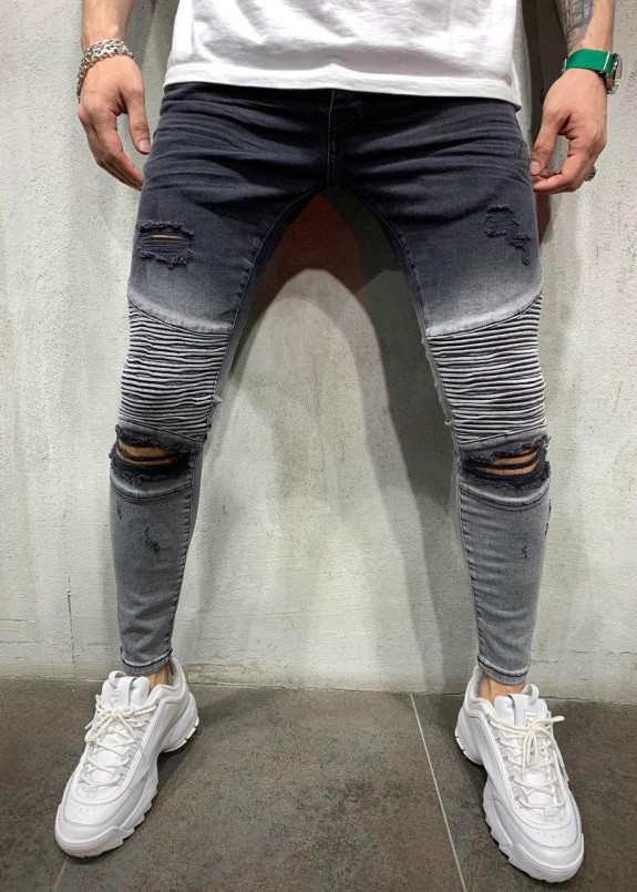 Джинсы с рифлением градиентные с дырками MFStore Изображение Джинсы с рифлением градиентные с дырками MFStore