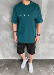 Футболка оверсайз с текстом і принтами зелена MFStore Изображение Футболка оверсайз с текстом і принтами зелена MFStore