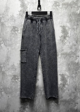 Стильні виварені штани прямого крою сірі MFStore Изображение Стильні виварені штани прямого крою сірі MFStore