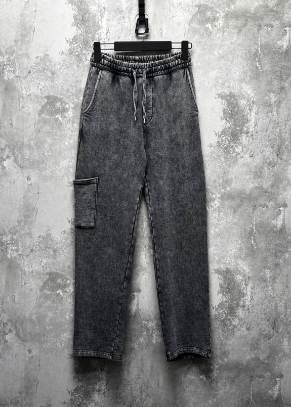 Стильні виварені штани прямого крою сірі MFStore Изображение Стильні виварені штани прямого крою сірі MFStore