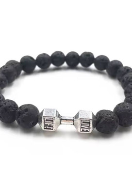 Браслет з каменю лава матовий гантелька MFStore Изображение Браслет з каменю лава матовий гантелька MFStore