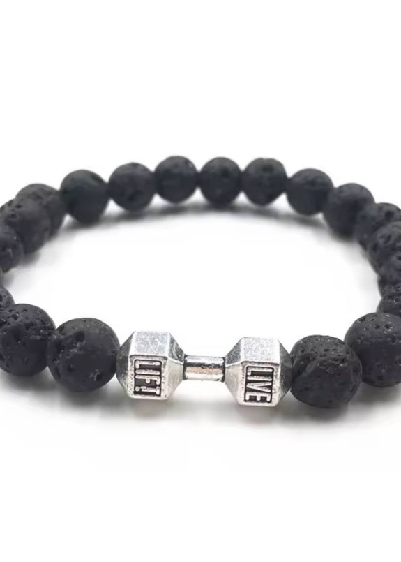 Браслет з каменю лава матовий гантелька MFStore Изображение Браслет з каменю лава матовий гантелька MFStore