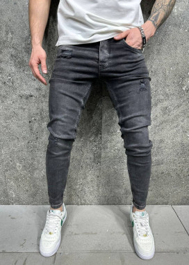 Джинси чоловічі вузькі з потертостями сірі MFStore Изображение Джинси чоловічі вузькі з потертостями сірі MFStore