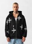 Худі оверзайз зіп з білим принтом чорний MFStore Изображение Худі оверзайз зіп з білим принтом чорний MFStore