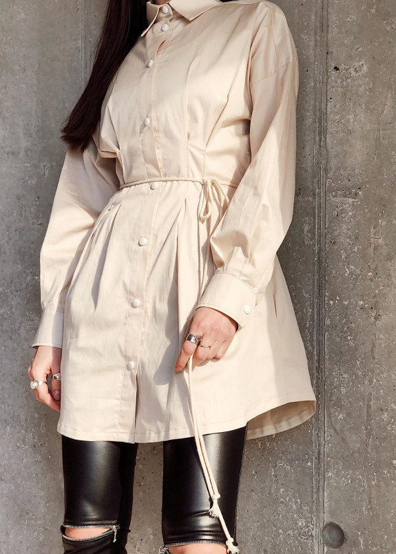 Рубашка бежевая из коттона женская Изображение Рубашка бежевая из коттона женская