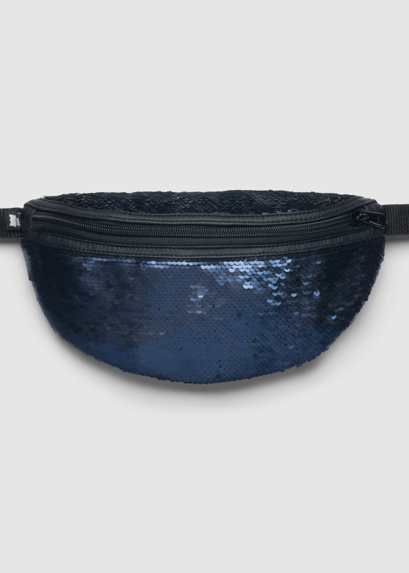 Поясная сумка бананка с синими блестящими пайетками Radio Cat Изображение Поясная сумка бананка с синими блестящими пайетками Radio Cat