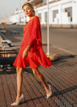 Платье красное с воланами Street style Изображение Платье красное с воланами Street style
