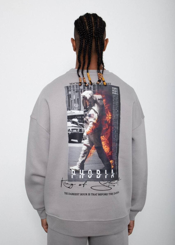 Свитшот мужской оверсайз phobia серый Mfstore Изображение Свитшот мужской оверсайз phobia серый Mfstore