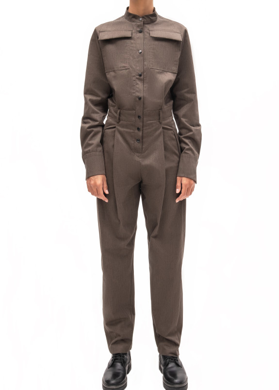 Комбинезон хаки на высокой талии Изображение Комбинезон хаки на высокой талии