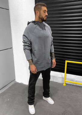 Кофта с капюшоном и необработанными краями серая MFStore Изображение Кофта с капюшоном и необработанными краями серая MFStore