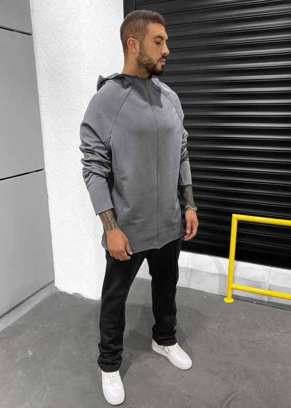 Кофта с капюшоном и необработанными краями серая MFStore Изображение Кофта с капюшоном и необработанными краями серая MFStore