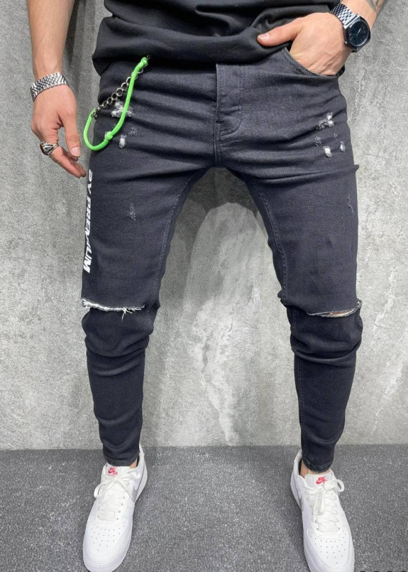 Джинсы с салатовым декором MFStore Изображение Джинсы с салатовым декором MFStore