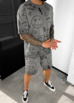 Костюм серый с черными принтами SMILE MFStore Изображение Костюм серый с черными принтами SMILE MFStore