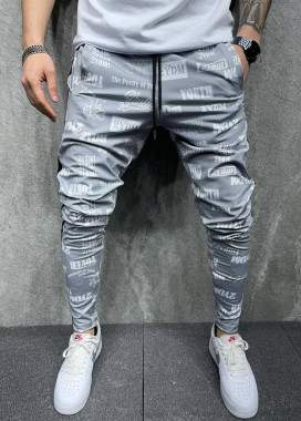 Брюки спортивные серого цвета с текстом MFStore Изображение Брюки спортивные серого цвета с текстом MFStore