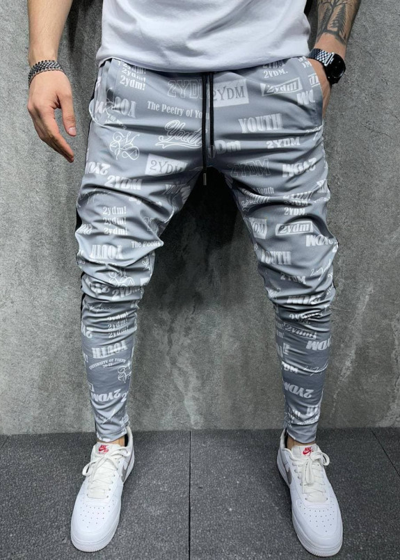 Брюки спортивные серого цвета с текстом MFStore Изображение Брюки спортивные серого цвета с текстом MFStore