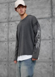 Стильний виварений лонгслів з принтом на рукаві сірий MFStore Изображение Стильний виварений лонгслів з принтом на рукаві сірий MFStore