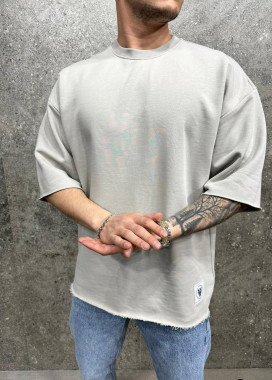 Футболка oversize з необробленими краями світло-сіра MFStore Изображение Футболка oversize з необробленими краями світло-сіра MFStore