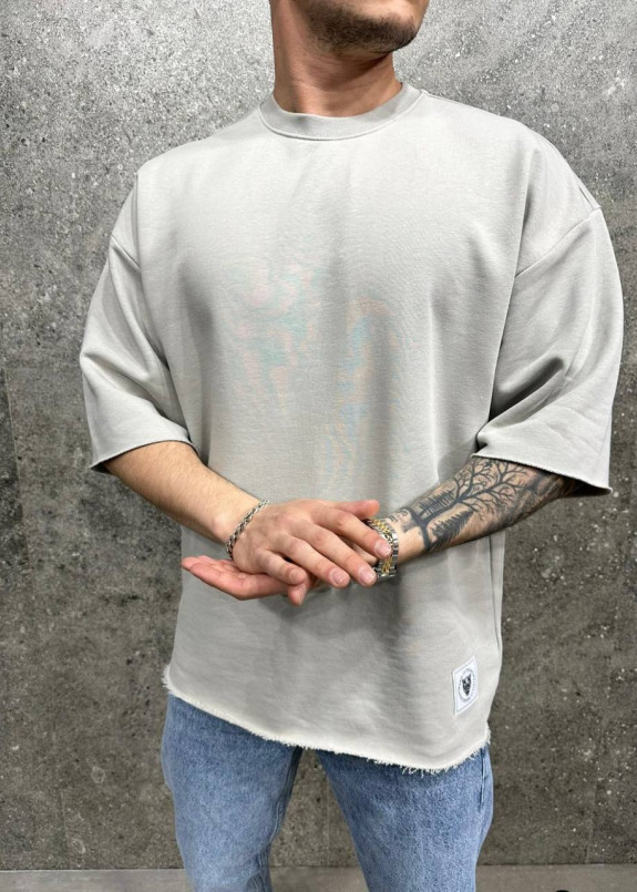 Футболка oversize з необробленими краями світло-сіра MFStore Изображение Футболка oversize з необробленими краями світло-сіра MFStore