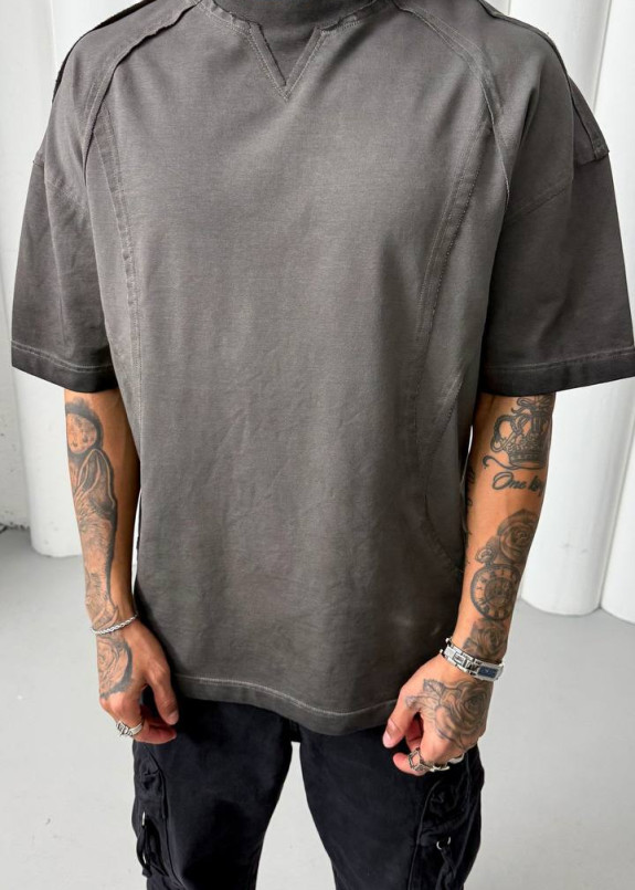 Дизайнерська виварена футболка оверсайз темно-сіра MFStore Изображение Дизайнерська виварена футболка оверсайз темно-сіра MFStore