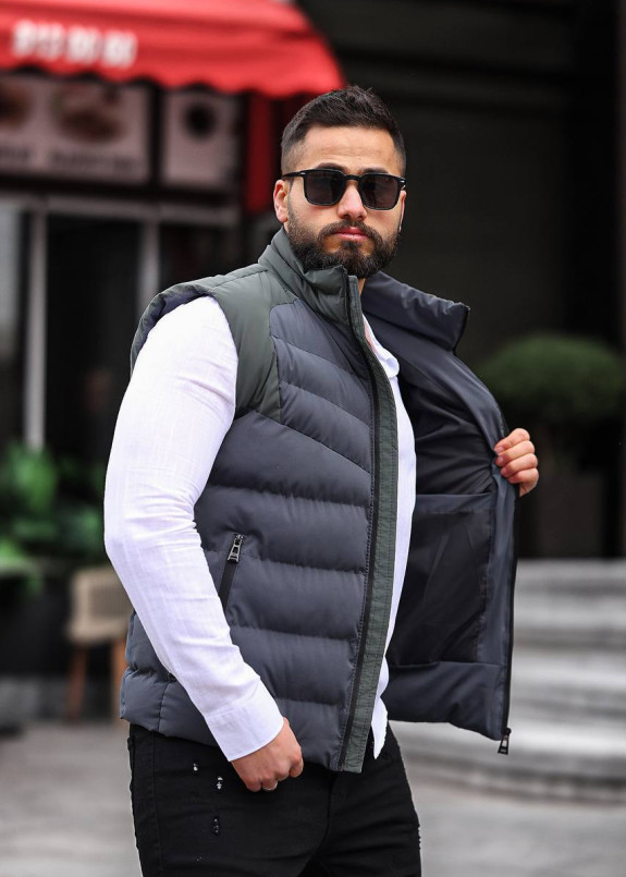 Жилетка сіра зі вставками на плечах MFStore Изображение Жилетка сіра зі вставками на плечах MFStore