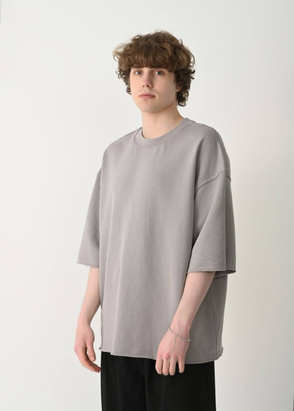 Оверсайз футболка з необробленими краями сіра MFStore Изображение Оверсайз футболка з необробленими краями сіра MFStore