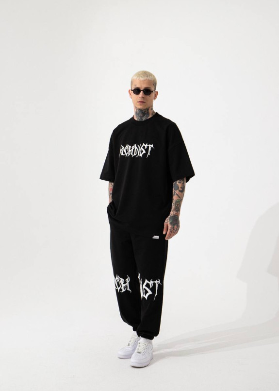 Костюм оверсайз футболкою з білим принтом MFStore Изображение Костюм оверсайз футболкою з білим принтом MFStore