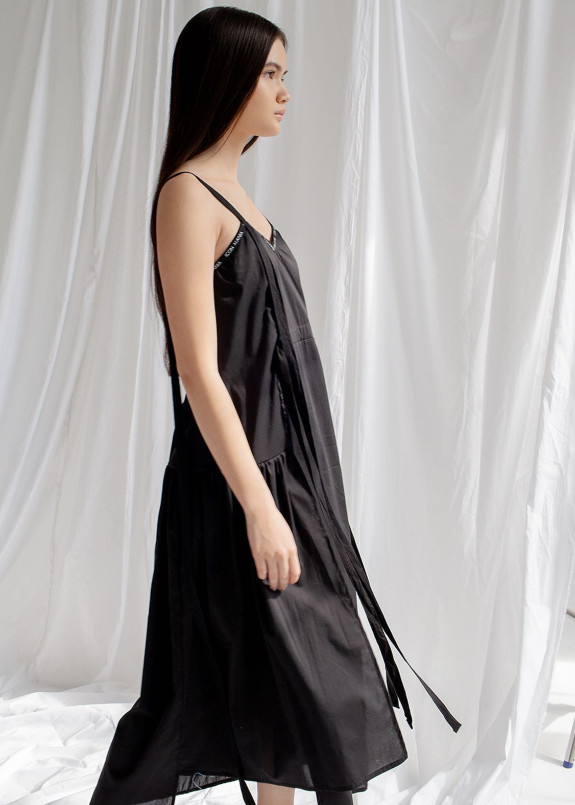 Сарафан черный с лентами Изображение Сарафан черный с лентами