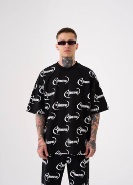 Футболка оверсайз чорна з білими принтами MFStore Изображение Футболка оверсайз чорна з білими принтами MFStore