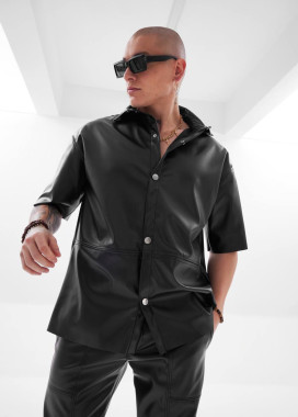Сорочка оверсайз з екошкіри чорна MFStore Изображение Сорочка оверсайз з екошкіри чорна MFStore