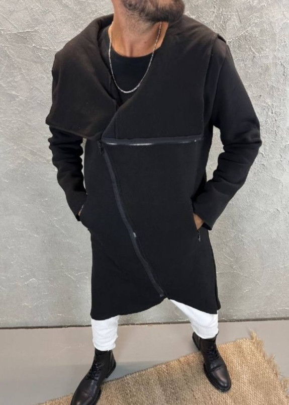 Кардиган дизайнерський з косою блискавкою чорний MFStore Изображение Кардиган дизайнерський з косою блискавкою чорний MFStore