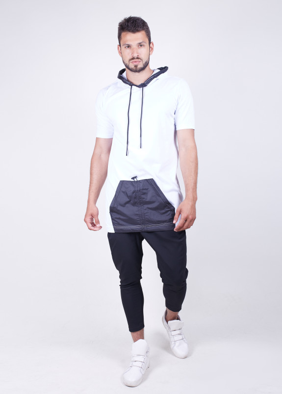 Мужская удлиненная белая безрукавка с карманом MFStore Изображение Мужская удлиненная белая безрукавка с карманом MFStore