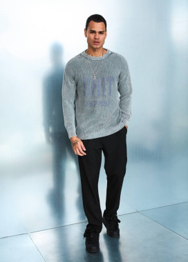 Модний виварений светр світло-сірий MFStore Изображение Модний виварений светр світло-сірий MFStore