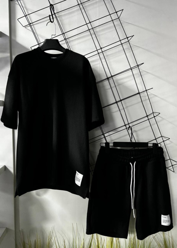 Костюм вільного крою вафельний чорний MFStore Изображение Костюм вільного крою вафельний чорний MFStore