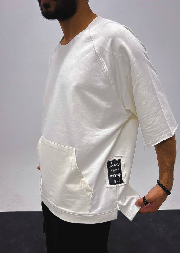 Футболка оверсайз з карманом спереду біла MFStore Изображение Футболка оверсайз з карманом спереду біла MFStore