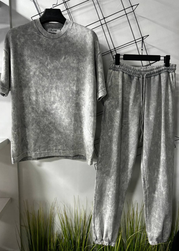 Костюм оверсайз виварений зі штанами світло-сірий MFStore Изображение Костюм оверсайз виварений зі штанами світло-сірий MFStore