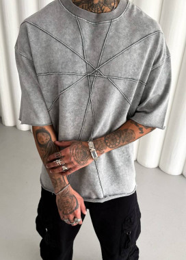 Футболка вільного крою дизайнерська star світло-сіра MFStore Изображение Футболка вільного крою дизайнерська star світло-сіра MFStore