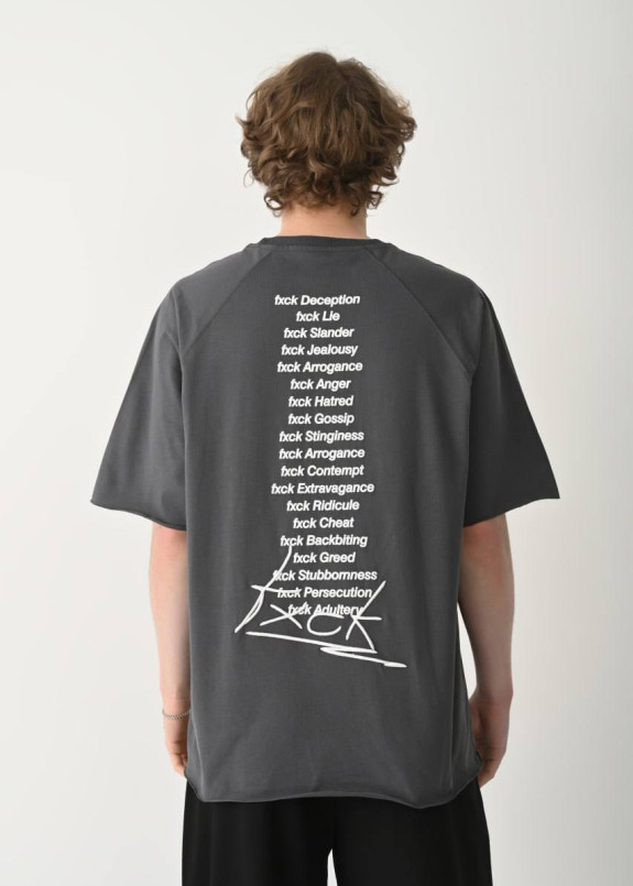 Оверсайз футболка з текстом fxck сіра MFStore Изображение Оверсайз футболка з текстом fxck сіра MFStore