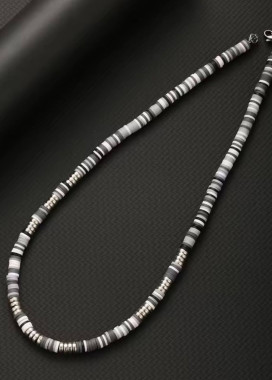 Стильний ланцюжок на шию декорований полімерами сірий MFStore Изображение Стильний ланцюжок на шию декорований полімерами сірий MFStore