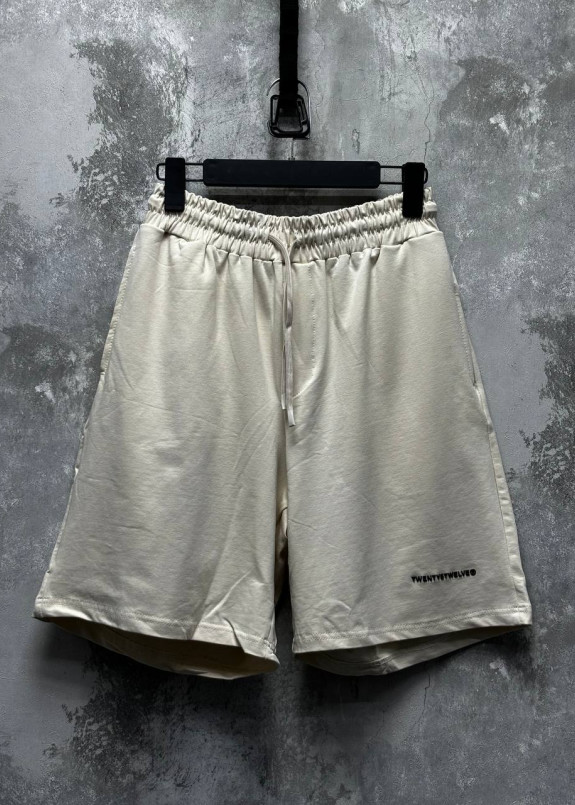 Стильні шорти вільного крою з текстом пудрові MFStore Изображение Стильні шорти вільного крою з текстом пудрові MFStore