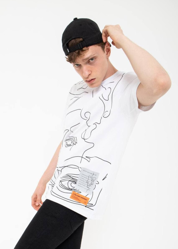 Футболка с абстрактным принтом белая Mfstore Изображение Футболка с абстрактным принтом белая Mfstore