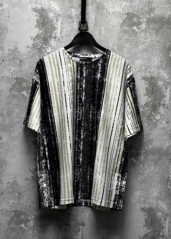 Оверсайз футболка у чорно-пудрову смужку MFStore Изображение Оверсайз футболка у чорно-пудрову смужку MFStore