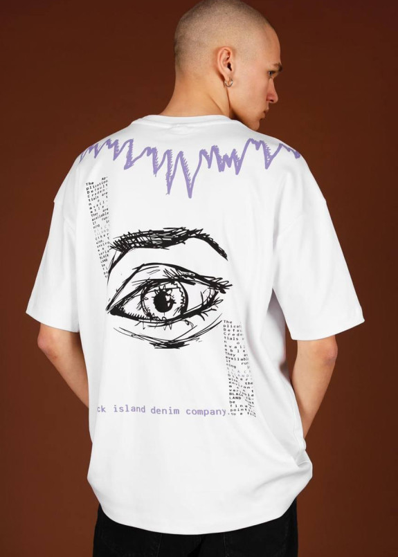 Футболка оверсайз с разноцветными принтами белый MFStore Изображение Футболка оверсайз с разноцветными принтами белый MFStore