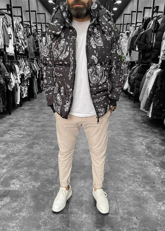 Куртка мужская с орнаментом черная MFStore Изображение Куртка мужская с орнаментом черная MFStore