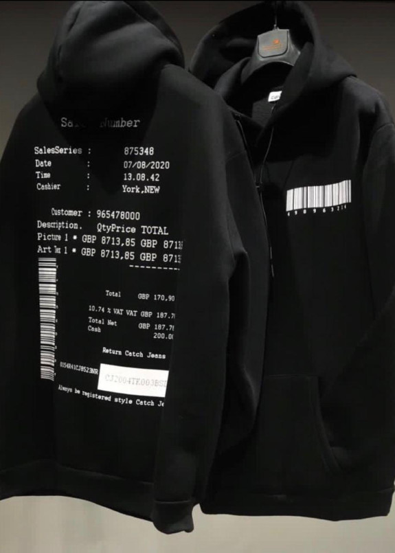 Худи с принтом штрих кода MFStore Изображение Худи с принтом штрих кода MFStore