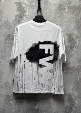 Стильна оверсайз футболка з принтом на спині біла MFStore Изображение Стильна оверсайз футболка з принтом на спині біла MFStore