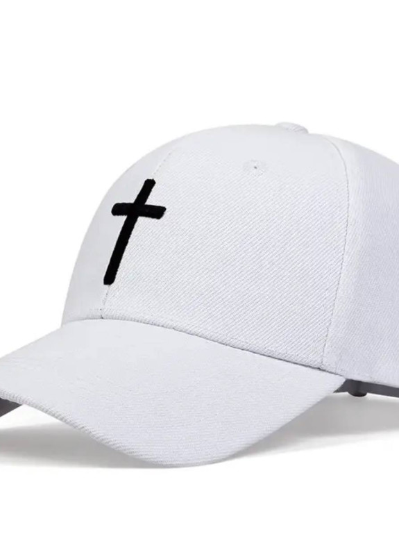 Бавовняна бейсболка з чорною вишивкою біла MFStore Изображение Бавовняна бейсболка з чорною вишивкою біла MFStore